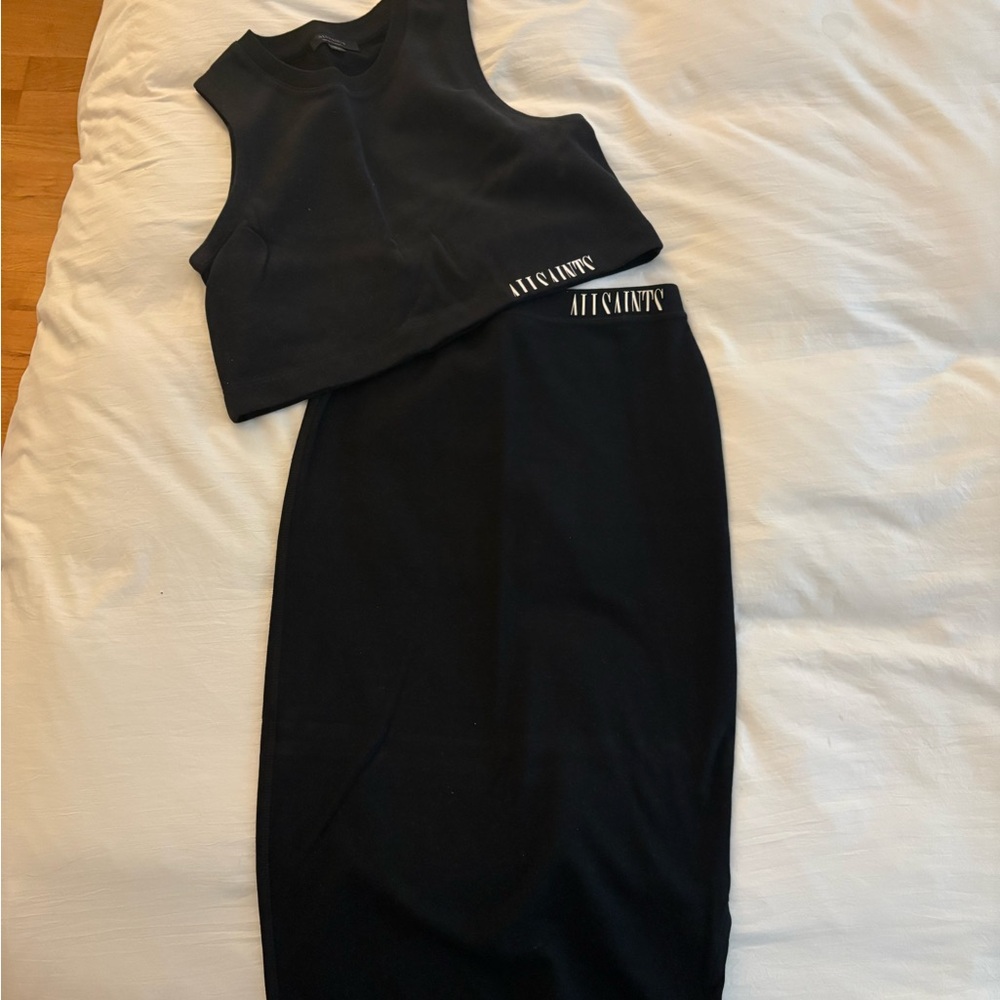 All Saints Black 2 Piece Skirt Set